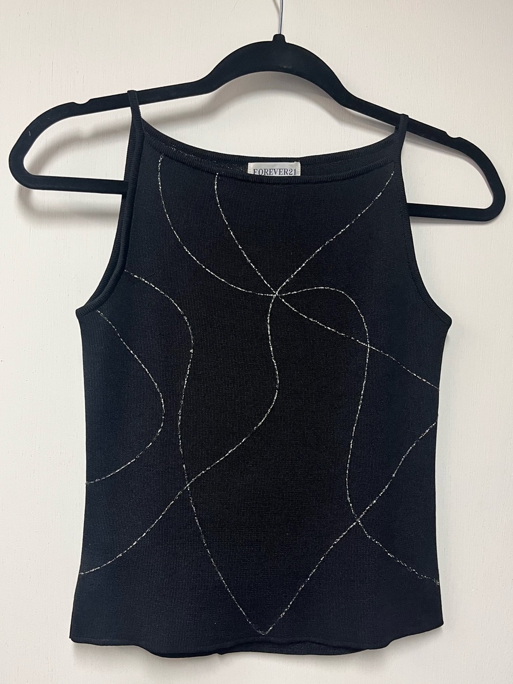 Vintage Forever 21 Black Contrast Stitch Knit Tank Top